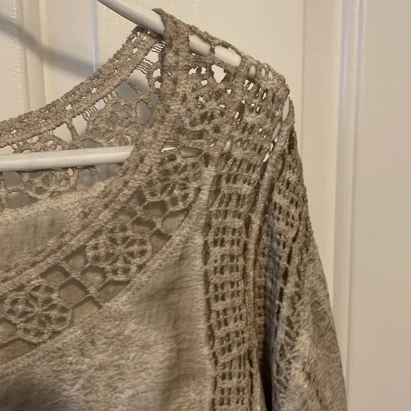 Democracy woven and crocheted beige top - Picture 4 of 6